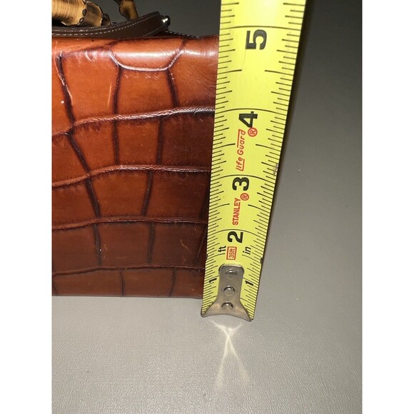 Vintage Dooney And Bourke Purse Brown Leather With Bamboo Handles/Shoulder Strap - Picture 13 of 13